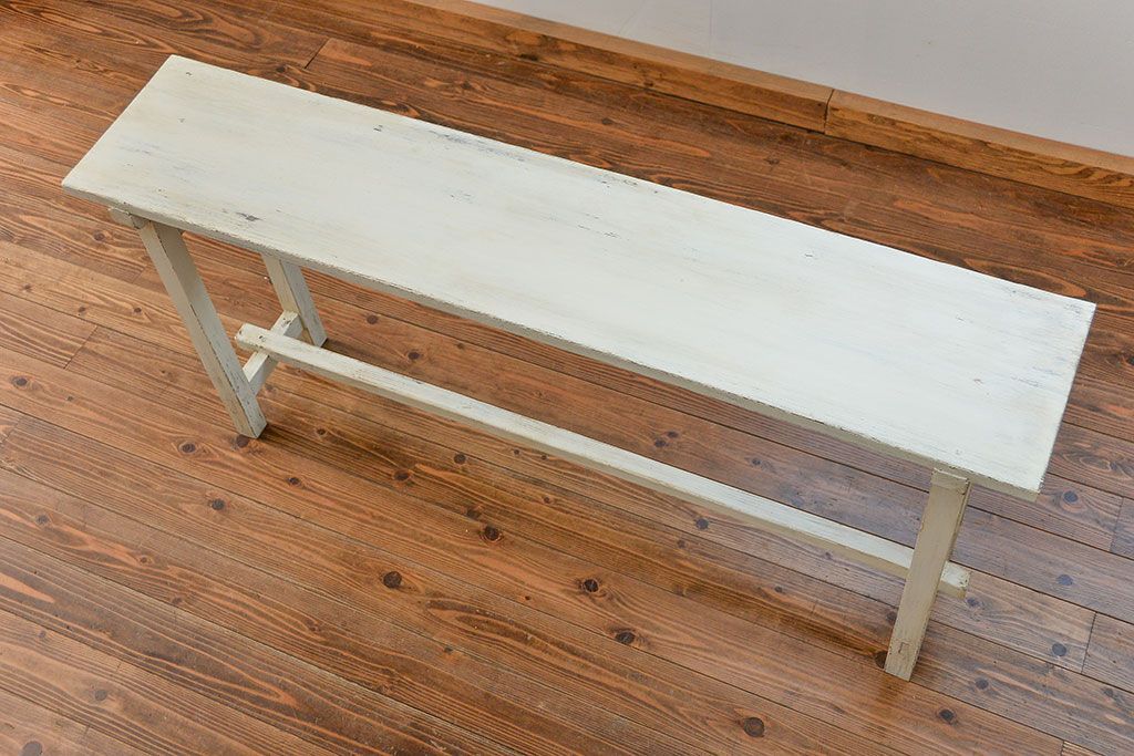 アンティーク家具　アンティークペイント仕上げ　横長サイドテーブル(1)　(机、在宅ワーク、在宅用デスク、作業台)