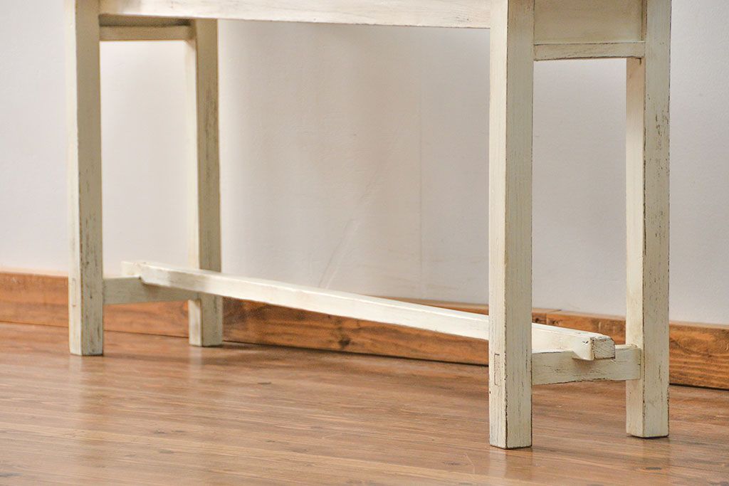 アンティーク家具　アンティークペイント仕上げ　横長サイドテーブル(1)　(机、在宅ワーク、在宅用デスク、作業台)