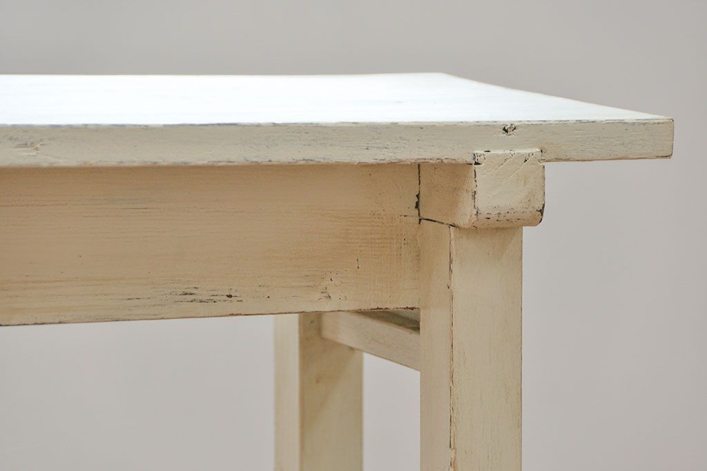 アンティーク家具　アンティークペイント仕上げ　横長サイドテーブル(1)　(机、在宅ワーク、在宅用デスク、作業台)