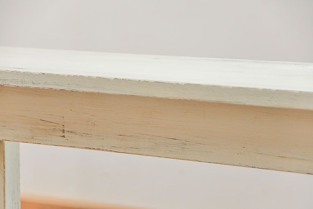 アンティーク家具　アンティークペイント仕上げ　横長サイドテーブル(1)　(机、在宅ワーク、在宅用デスク、作業台)