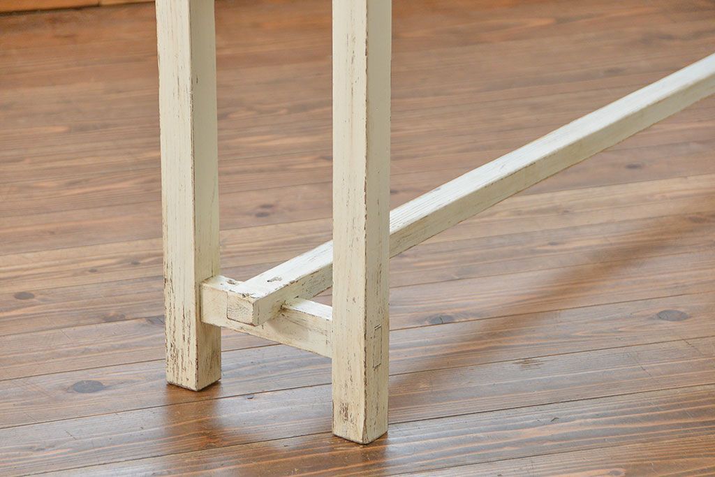 アンティーク家具　アンティークペイント仕上げ　横長サイドテーブル(1)　(机、在宅ワーク、在宅用デスク、作業台)