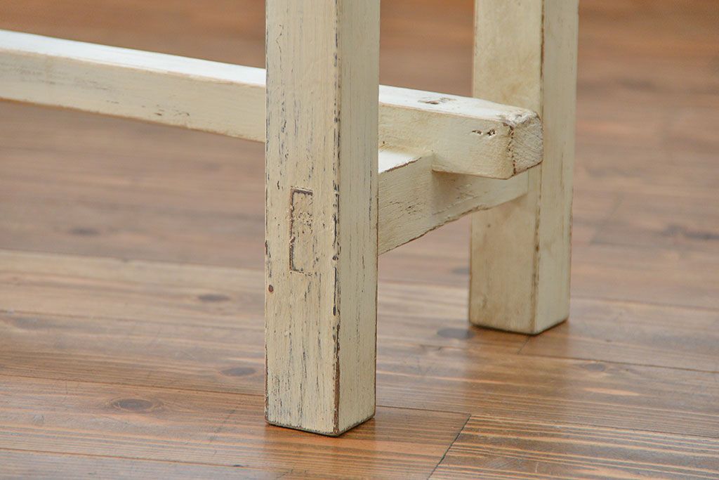 アンティーク家具　アンティークペイント仕上げ　横長サイドテーブル(1)　(机、在宅ワーク、在宅用デスク、作業台)