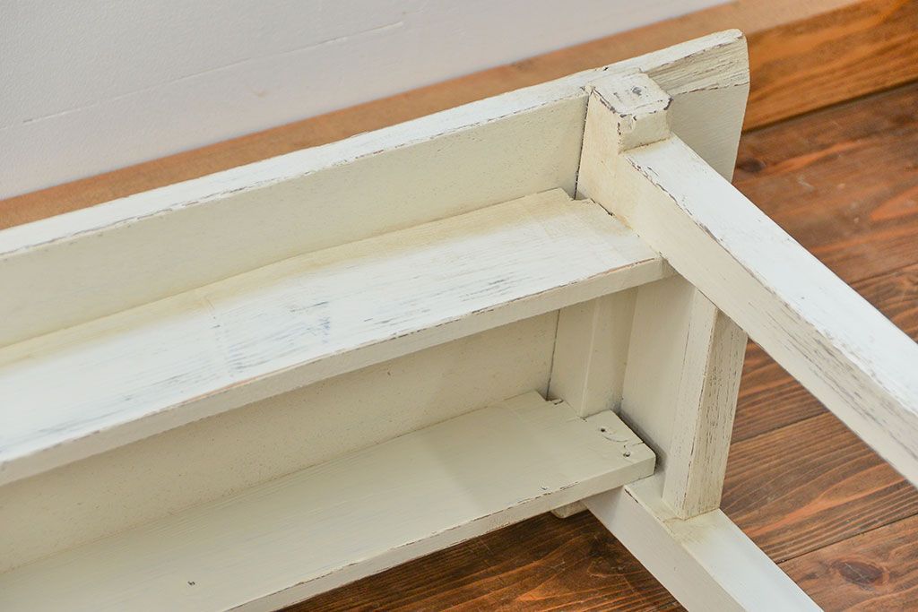 アンティーク家具　アンティークペイント仕上げ　横長サイドテーブル(1)　(机、在宅ワーク、在宅用デスク、作業台)