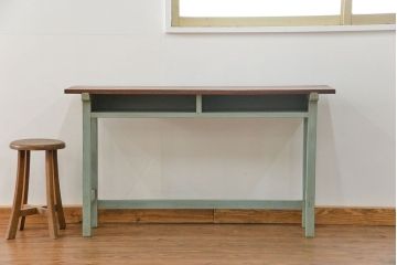 アンティーク家具　アンティークペイント仕上げ　横長サイドテーブル(2)　(机、在宅ワーク、在宅用デスク、作業台)