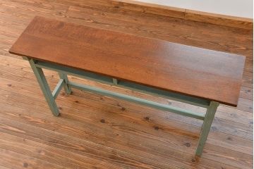 アンティーク家具　アンティークペイント仕上げ　横長サイドテーブル(2)　(机、在宅ワーク、在宅用デスク、作業台)