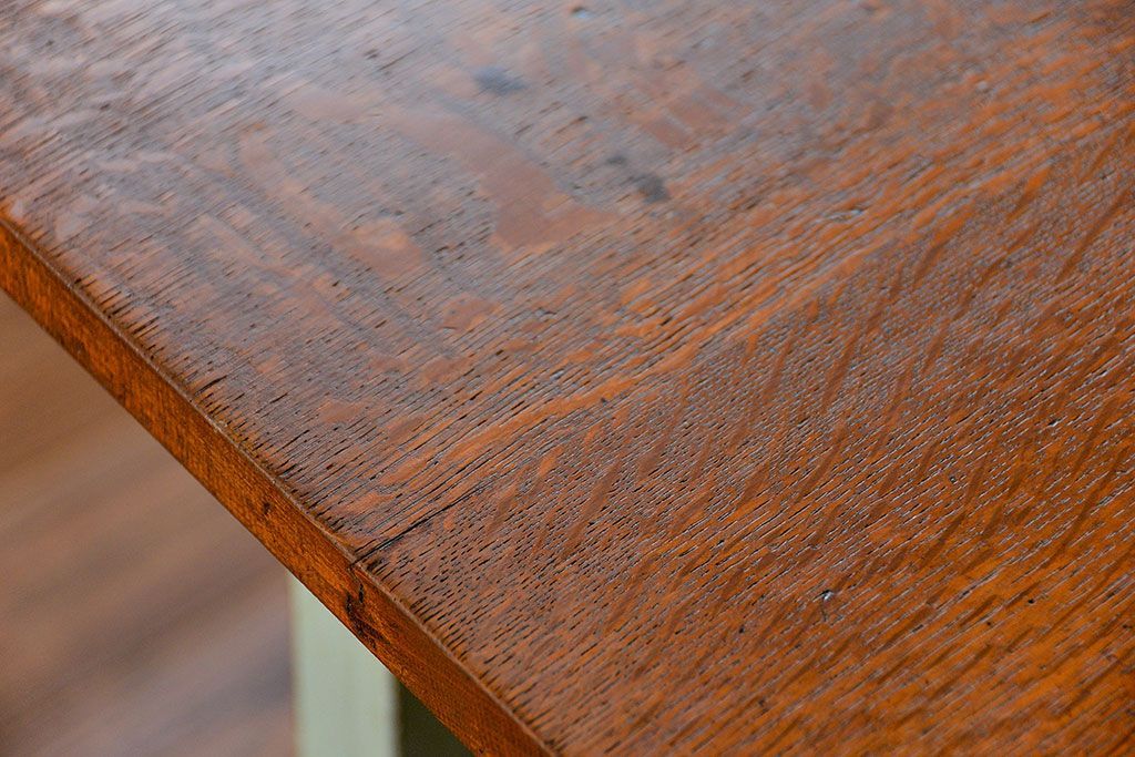 アンティーク家具　アンティークペイント仕上げ　横長サイドテーブル(2)　(机、在宅ワーク、在宅用デスク、作業台)