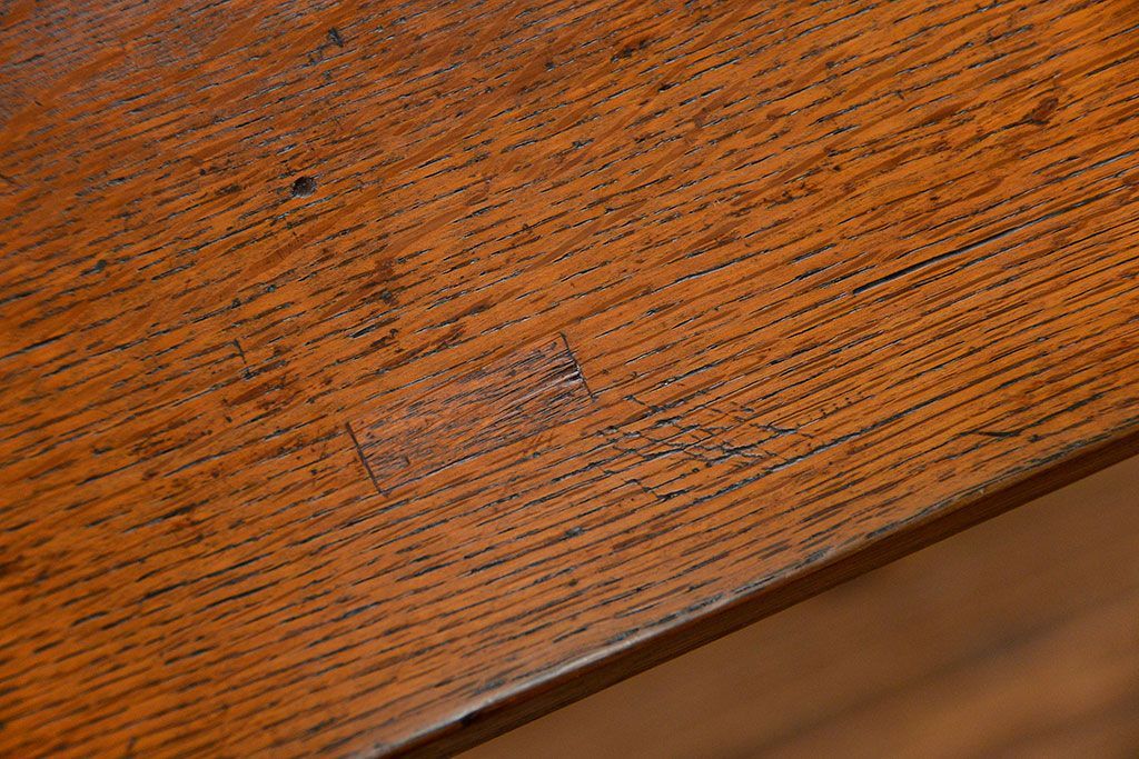 アンティーク家具　アンティークペイント仕上げ　横長サイドテーブル(2)　(机、在宅ワーク、在宅用デスク、作業台)