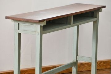 アンティーク家具　アンティークペイント仕上げ　横長サイドテーブル(2)　(机、在宅ワーク、在宅用デスク、作業台)