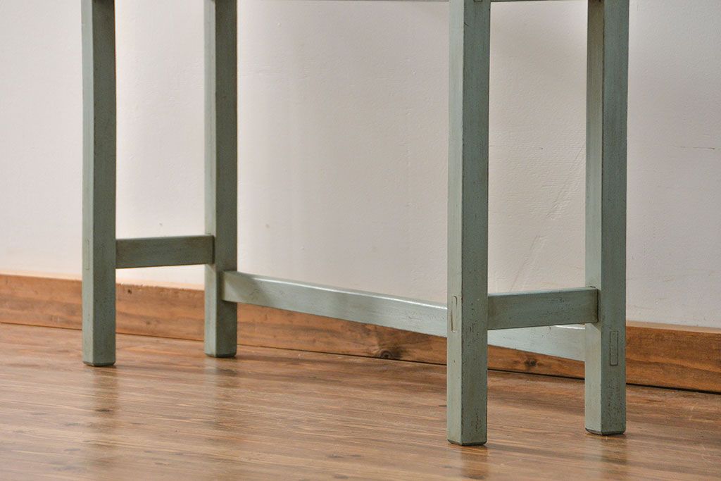 アンティーク家具　アンティークペイント仕上げ　横長サイドテーブル(2)　(机、在宅ワーク、在宅用デスク、作業台)