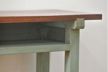 アンティーク家具　アンティークペイント仕上げ　横長サイドテーブル(2)　(机、在宅ワーク、在宅用デスク、作業台)