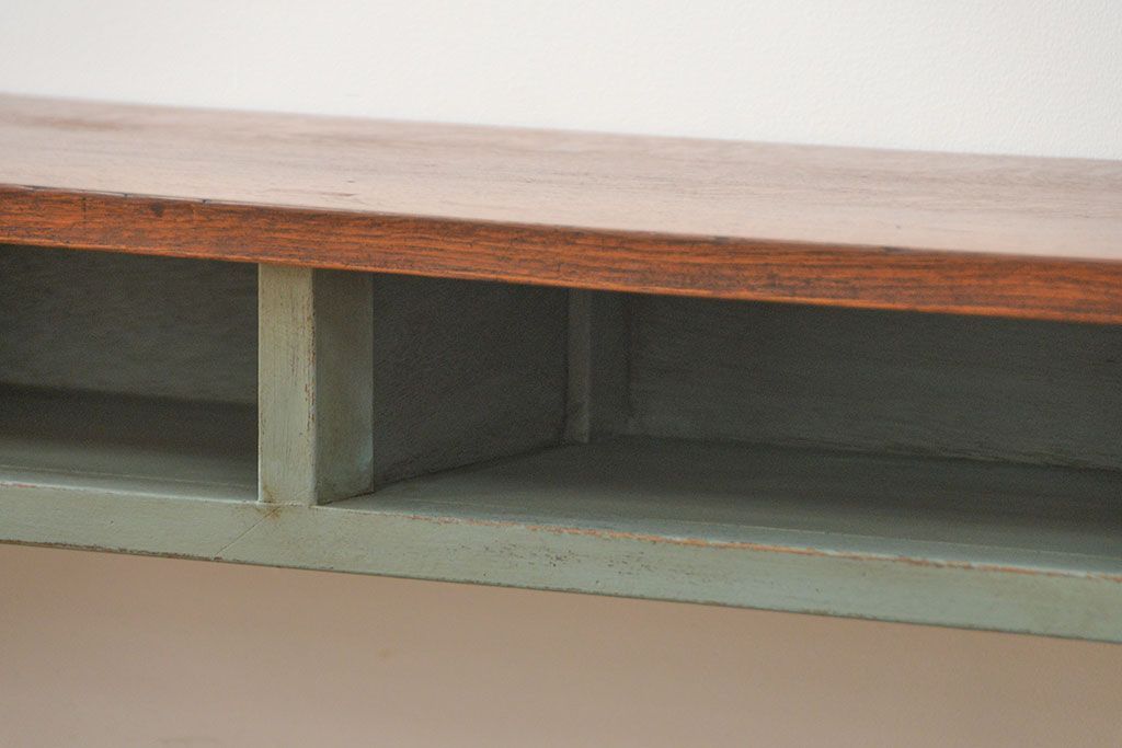 アンティーク家具　アンティークペイント仕上げ　横長サイドテーブル(2)　(机、在宅ワーク、在宅用デスク、作業台)