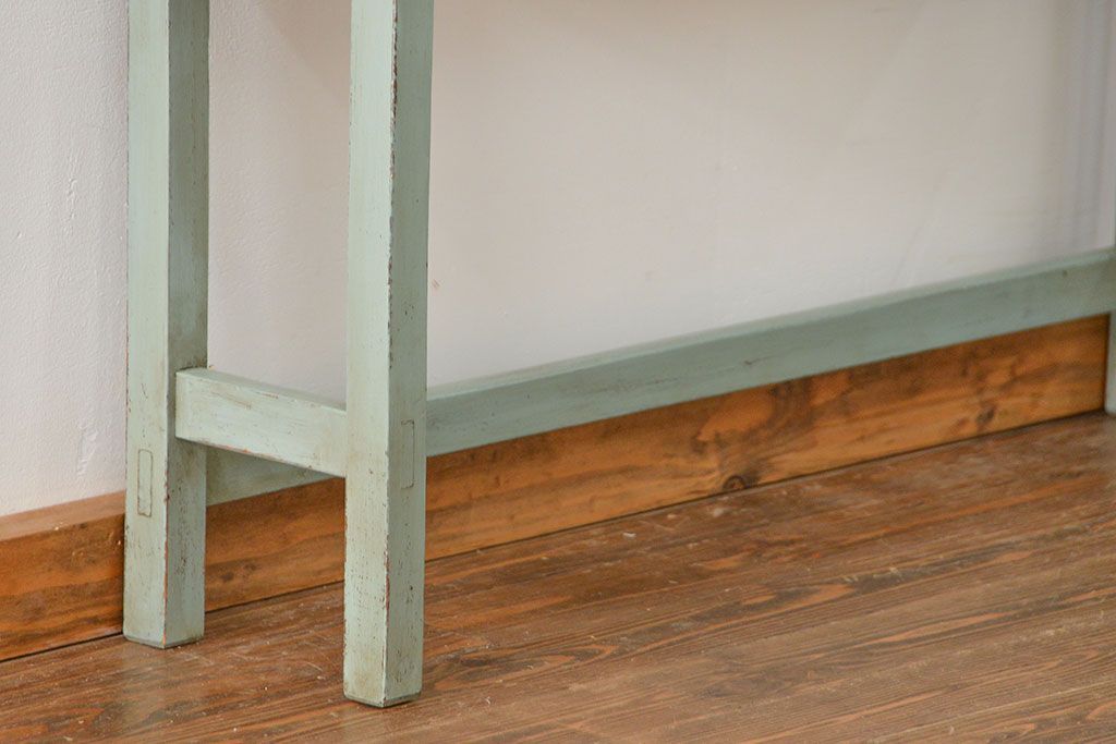 アンティーク家具　アンティークペイント仕上げ　横長サイドテーブル(2)　(机、在宅ワーク、在宅用デスク、作業台)