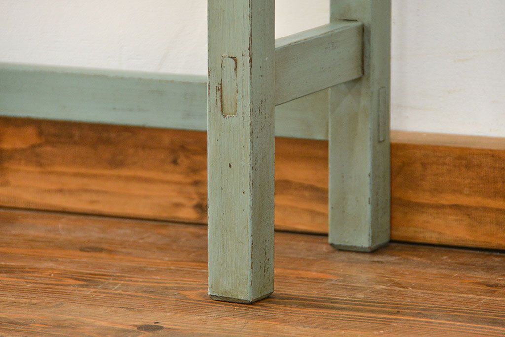 アンティーク家具　アンティークペイント仕上げ　横長サイドテーブル(2)　(机、在宅ワーク、在宅用デスク、作業台)