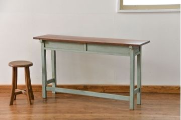 アンティーク家具　アンティークペイント仕上げ　横長サイドテーブル(2)　(机、在宅ワーク、在宅用デスク、作業台)