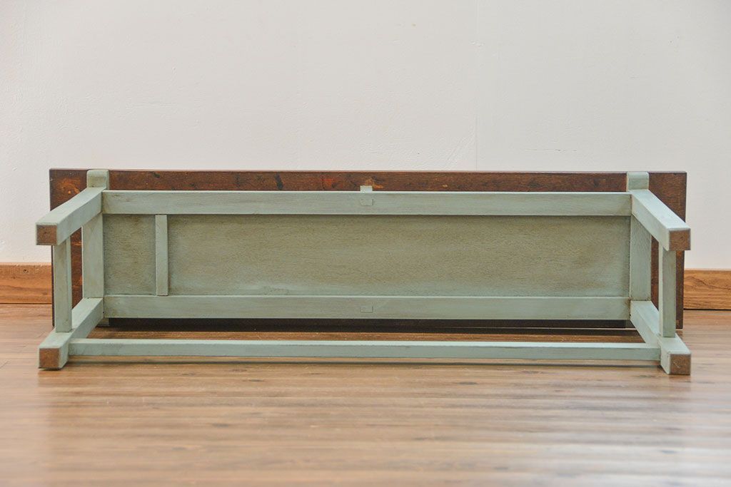 アンティーク家具　アンティークペイント仕上げ　横長サイドテーブル(2)　(机、在宅ワーク、在宅用デスク、作業台)