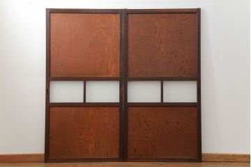 昭和レトロ ダイヤガラス入りのガラス帯戸　2枚セット(引き戸、ガラス戸)