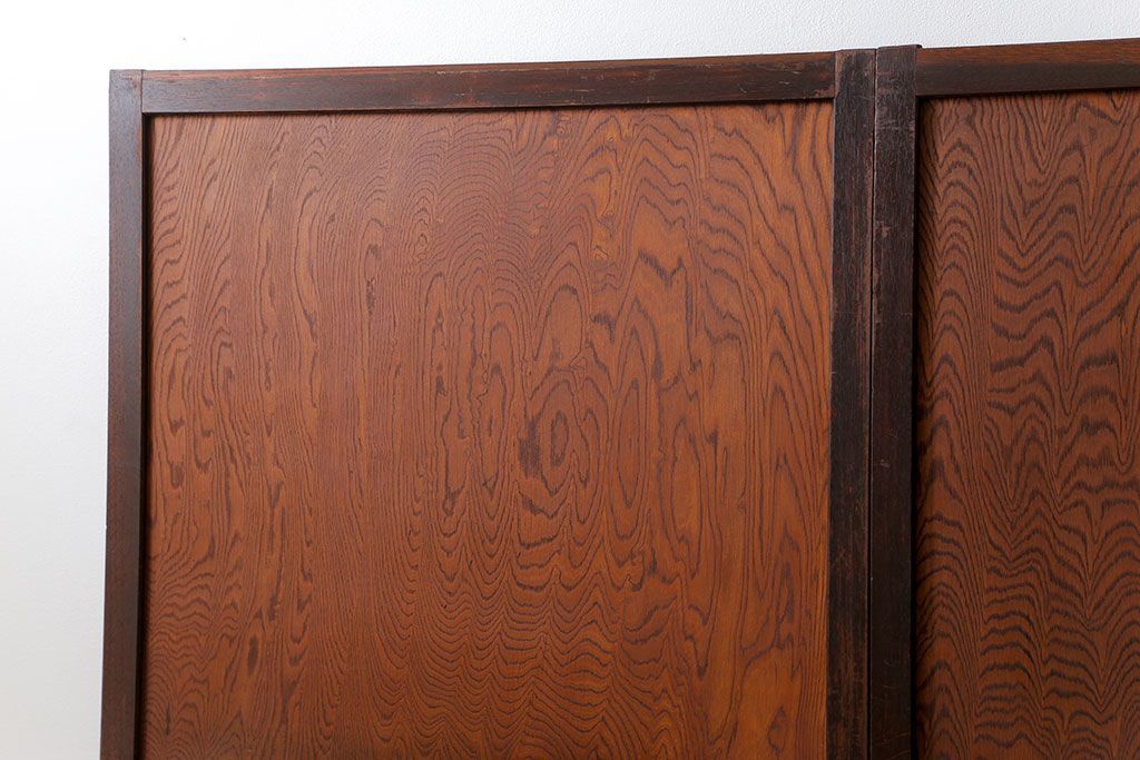 昭和レトロ ダイヤガラス入りのガラス帯戸　2枚セット(引き戸、ガラス戸)