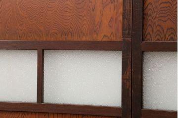 昭和レトロ ダイヤガラス入りのガラス帯戸　2枚セット(引き戸、ガラス戸)