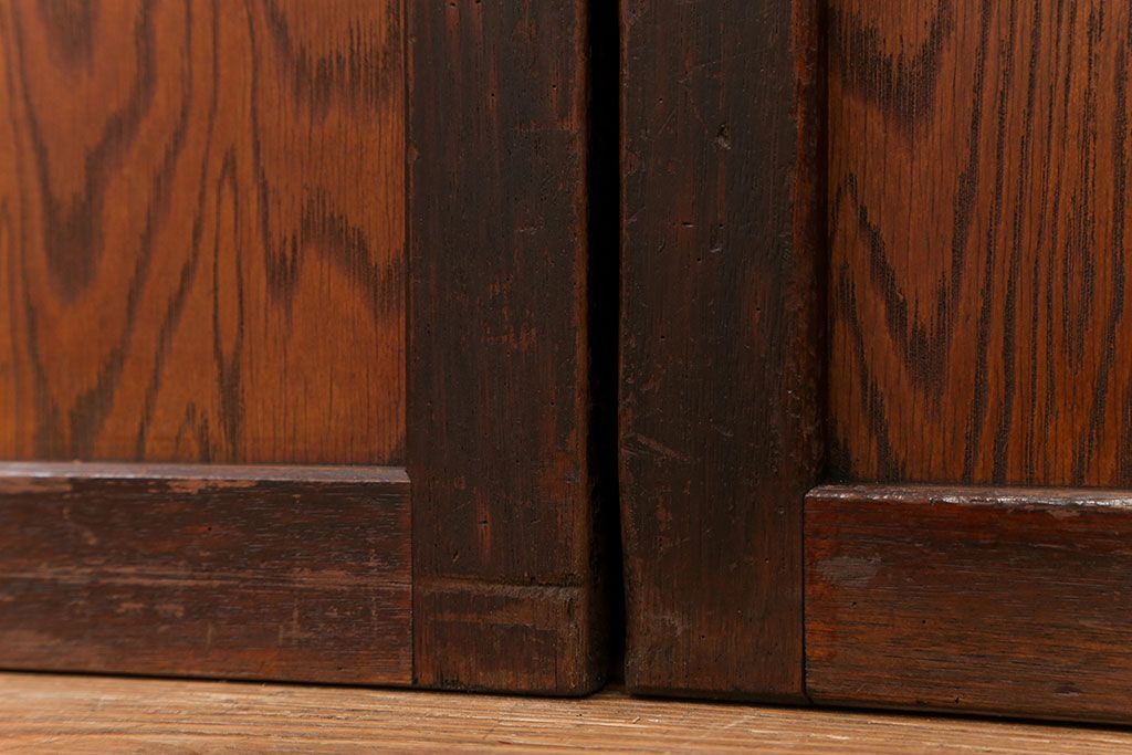 昭和レトロ ダイヤガラス入りのガラス帯戸　2枚セット(引き戸、ガラス戸)