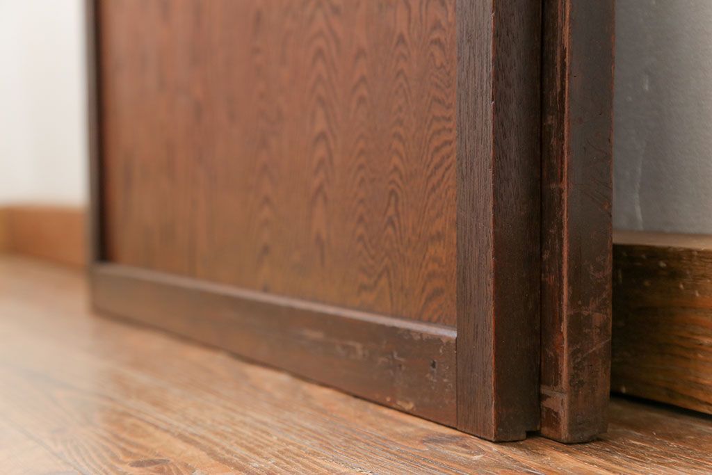 昭和レトロ ダイヤガラス入りのガラス帯戸　2枚セット(引き戸、ガラス戸)