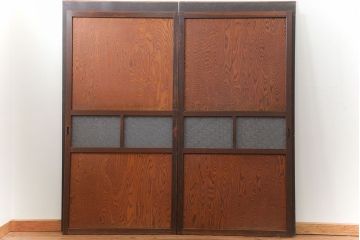 昭和レトロ ダイヤガラス入りのガラス帯戸　2枚セット(引き戸、ガラス戸)