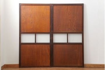 昭和レトロ ダイヤガラス入りのガラス帯戸　2枚セット(引き戸、ガラス戸)