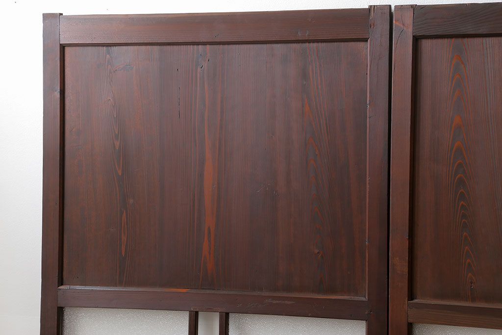 和製アンティーク ダイヤガラス入りのガラス帯戸2枚セット(引き戸・ガラス戸)