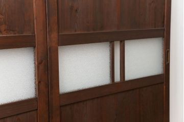 和製アンティーク ダイヤガラス入りのガラス帯戸2枚セット(引き戸・ガラス戸)