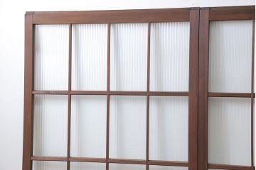 昭和レトロ モールガラス入りのシンプルなガラス戸　2枚セット(建具、引き戸)