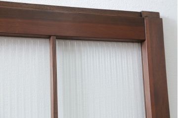 昭和レトロ モールガラス入りのシンプルなガラス戸　2枚セット(建具、引き戸)