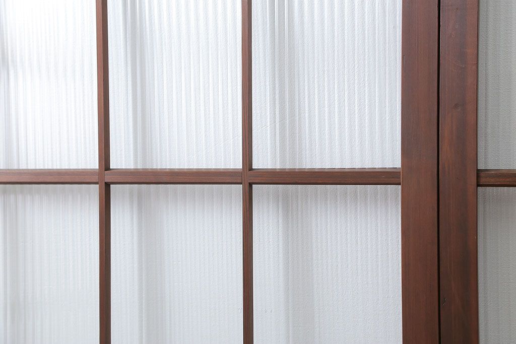 昭和レトロ モールガラス入りのシンプルなガラス戸　2枚セット(建具、引き戸)