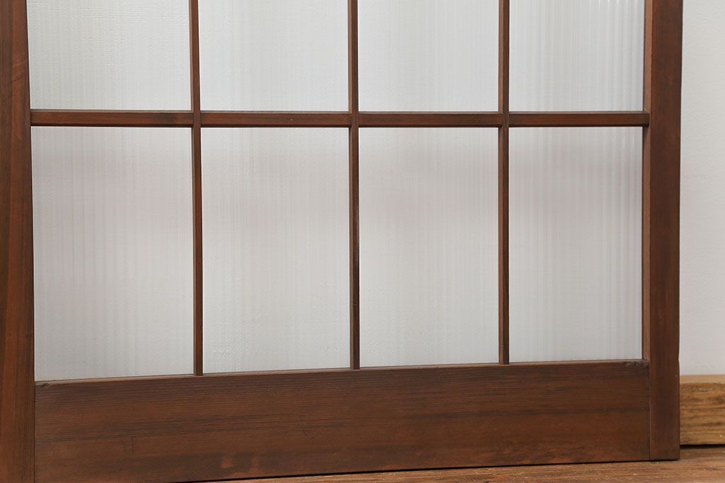 昭和レトロ モールガラス入りのシンプルなガラス戸　2枚セット(建具、引き戸)