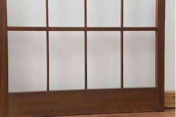 昭和レトロ モールガラス入りのシンプルなガラス戸　2枚セット(建具、引き戸)