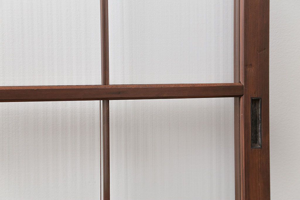 昭和レトロ モールガラス入りのシンプルなガラス戸　2枚セット(建具、引き戸)