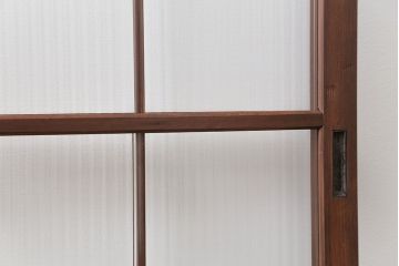 昭和レトロ モールガラス入りのシンプルなガラス戸　2枚セット(建具、引き戸)