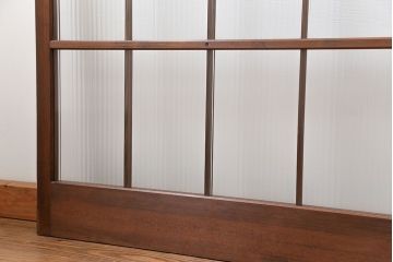 昭和レトロ モールガラス入りのシンプルなガラス戸　2枚セット(建具、引き戸)