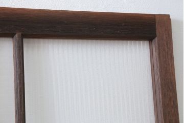 アンティーク モールガラス入りのレトロなガラス戸　2枚セット　(建具、引き戸)