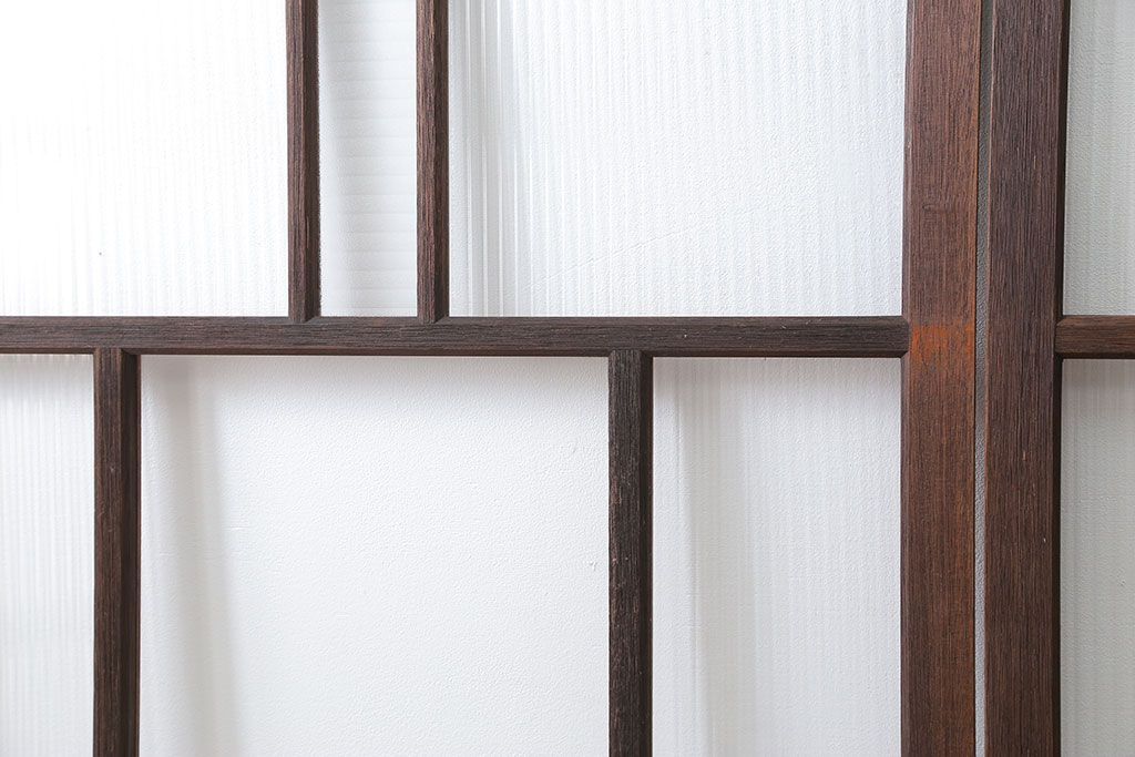 アンティーク モールガラス入りのレトロなガラス戸　2枚セット　(建具、引き戸)