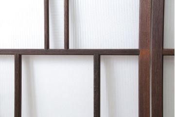 アンティーク モールガラス入りのレトロなガラス戸　2枚セット　(建具、引き戸)