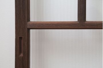 アンティーク モールガラス入りのレトロなガラス戸　2枚セット　(建具、引き戸)