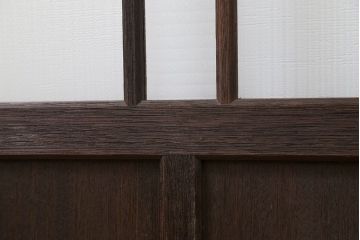 アンティーク モールガラス入りのレトロなガラス戸　2枚セット　(建具、引き戸)