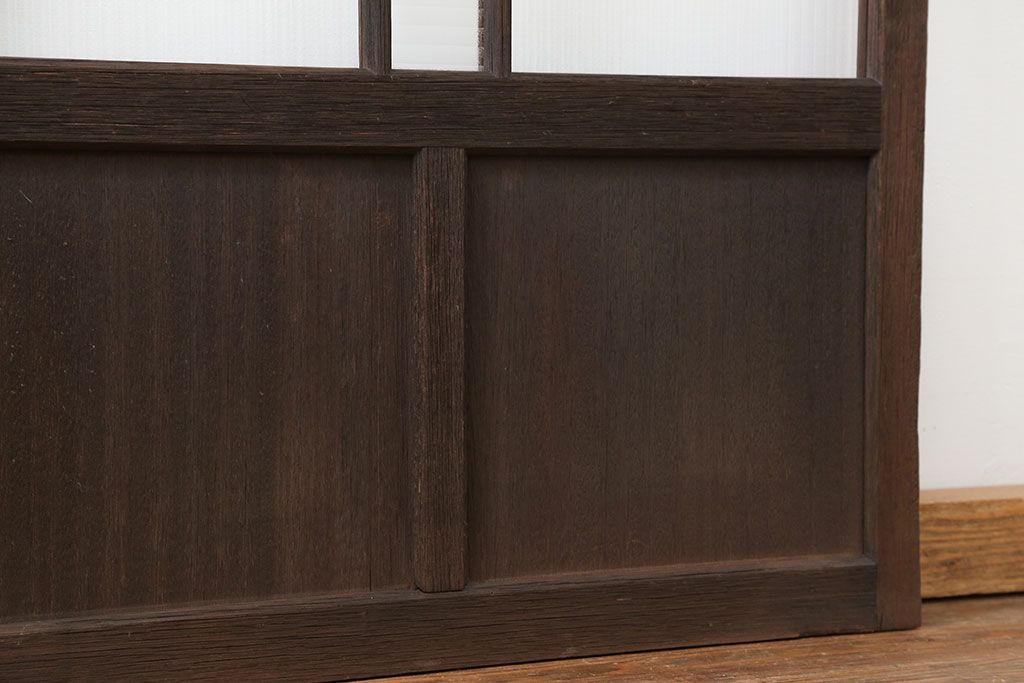 アンティーク モールガラス入りのレトロなガラス戸　2枚セット　(建具、引き戸)