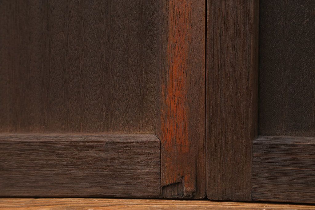 アンティーク モールガラス入りのレトロなガラス戸　2枚セット　(建具、引き戸)