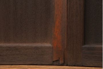 アンティーク モールガラス入りのレトロなガラス戸　2枚セット　(建具、引き戸)