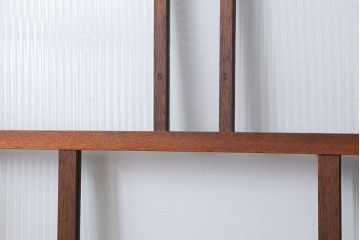 アンティーク モールガラス入りのレトロなガラス戸　2枚セット　(建具、引き戸)