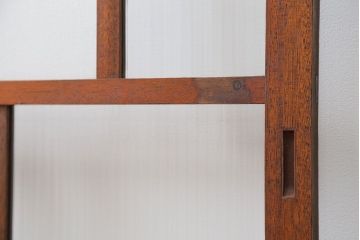 アンティーク モールガラス入りのレトロなガラス戸　2枚セット　(建具、引き戸)