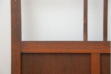 アンティーク モールガラス入りのレトロなガラス戸　2枚セット　(建具、引き戸)