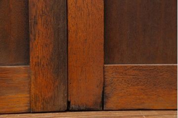 アンティーク モールガラス入りのレトロなガラス戸　2枚セット　(建具、引き戸)