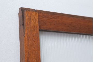 アンティーク モールガラス入りのレトロなガラス戸　2枚セット　(建具、引き戸)