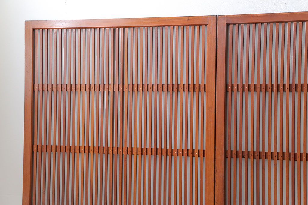 古民具・骨董 美しいガラス入り格子戸4枚セット　(建具・引き戸)